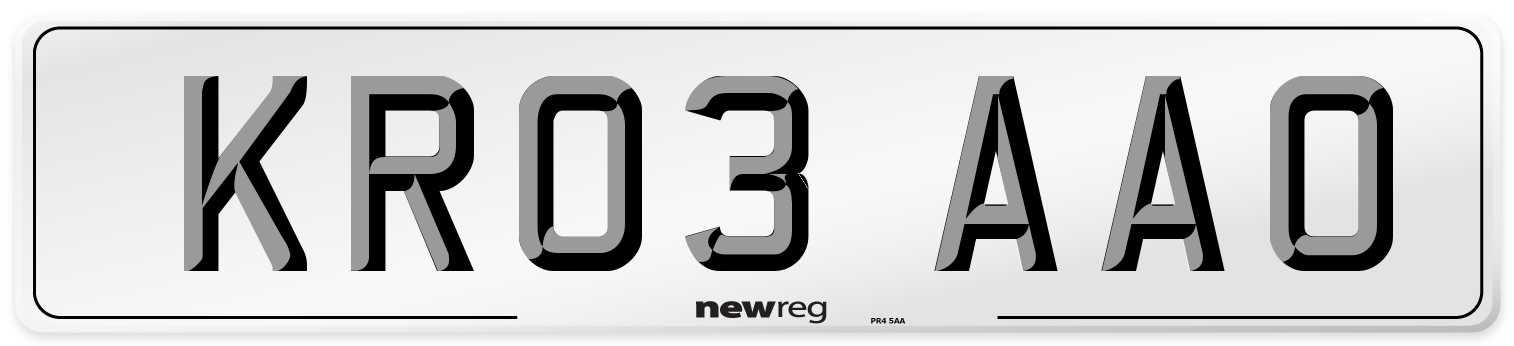KR03 AAO Number Plate from New Reg